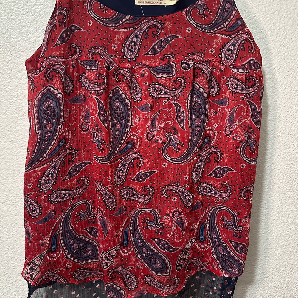 Faded Glory Red Paisley Blouse